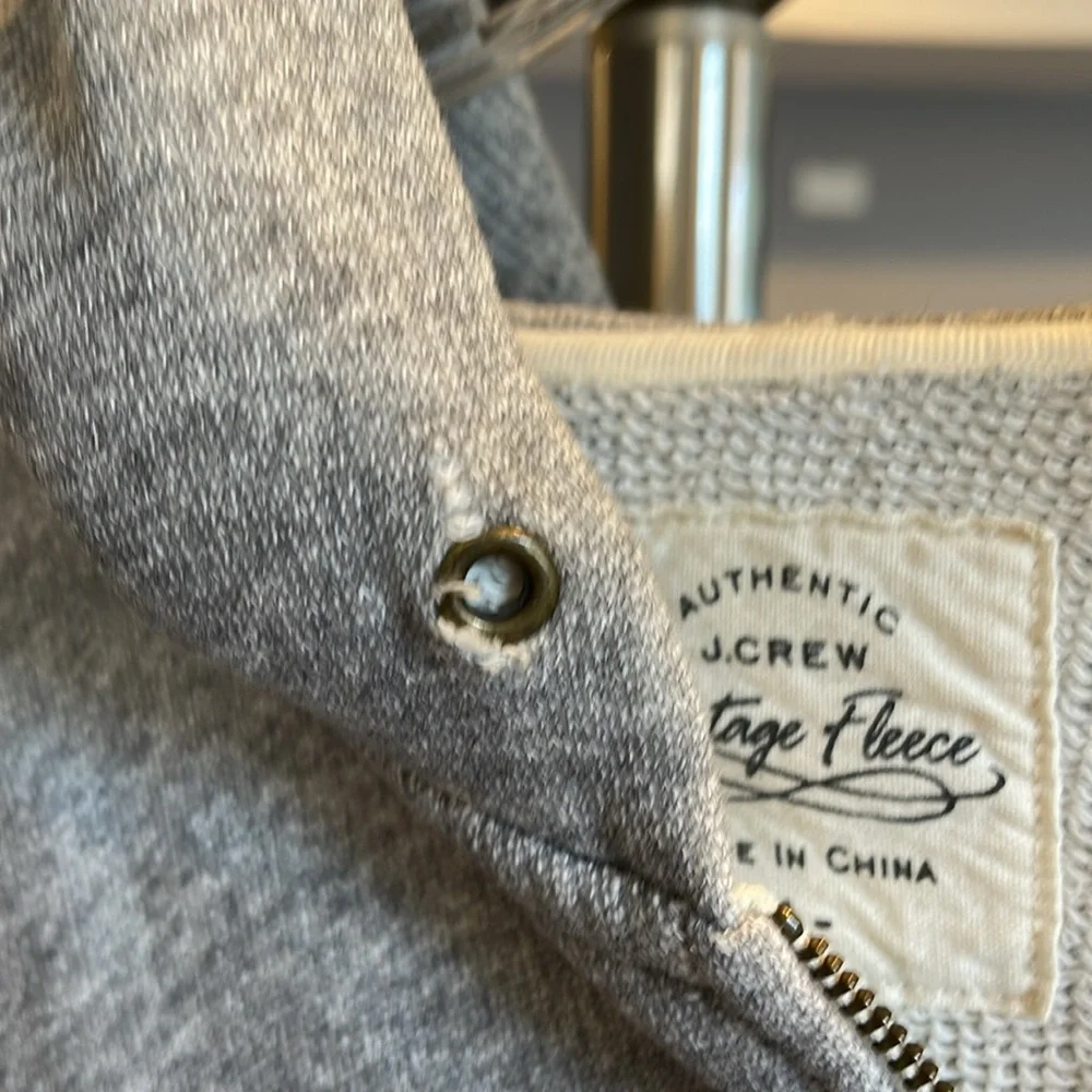 J. Crew Vintage Fleece Hoodie cotton VTG long sleeves zipped pockets